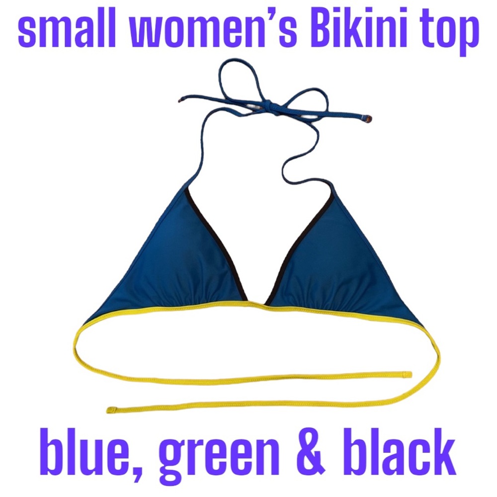 Small aerie Triangle Cup Bikini Top Fixed Cups Removable Pad Blue Lime Green